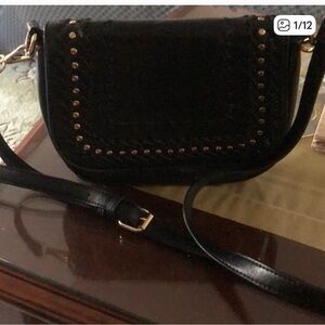 Black Crossbody Bag with Gold Details NWOT